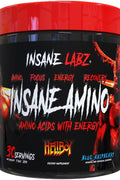 Insane Labz Insane Amino Hellboy BCAA with Energy Focus Muscle Recovery Intra Workout 30 Srvgs, Blue Raspberry