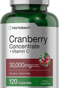 Horbäach Cranberry Concentrate Extract Pills + Vitamin C 120 Caps Women and Men Triple Strength Ultimate Potency Formul