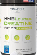 VINATURA Creatine Monohydrate HMB Powder with Leucine Losin Vitamin D3 - Muscle Defense - Vegan Lemonade Flavor 30 Serving