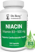 Dr. Berg Highly-Potent Niacin Flush Tolerance 500 mg Vitamin B3 for Heart Brain & Energy Support – 100 Caps