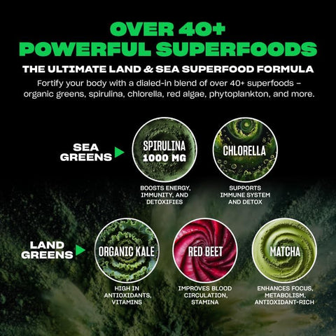 Mutant Big Greens Sea Greens Reds Antioxidants phytonutrients 1000mg spirulina Probiotic 294 gr