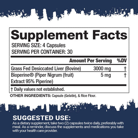Gaspari Nutrition Proven Liver Grassfed Beef Liver Bovine 120 Caps
