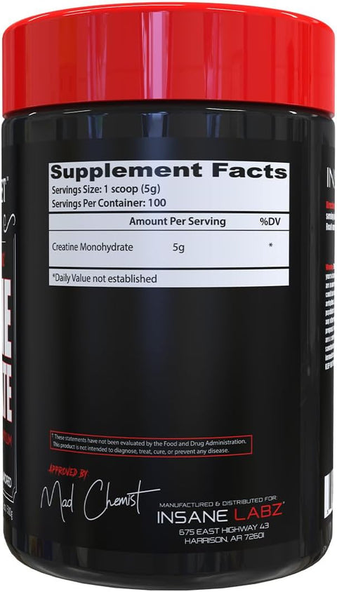 Insane Labz Insane Creatine Monohydrate Post Workout Strength Size Power 500 gr 100 Servings - Kreatin Takviyesi