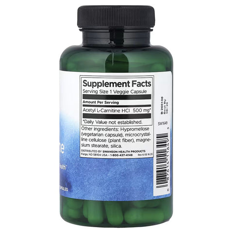 Swanson Acetyl L-Carnitine Brain and Nervous System Health 500 mg 100 Veggie Caps