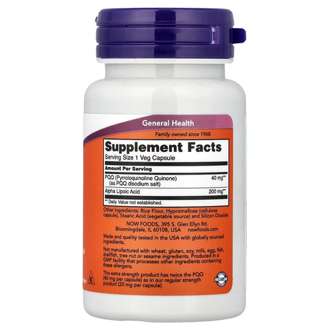 NOW Foods PQQ With Alpha Lipoic Acid Brain & Cognitive 50 Veg Capsules