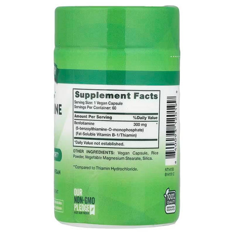 Nature's Truth Benfotiamine Fat-Soluble Vitamin B-1 Thiamin 300 mg 60 Capsules