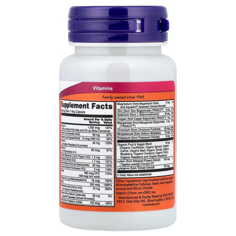 NOW Foods Daily Vits Multivitamin , Lutein , Lycopene 30 Veg Caps