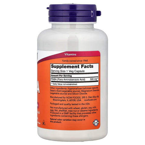 NOW Foods PABA 500 mg 100 Capsules