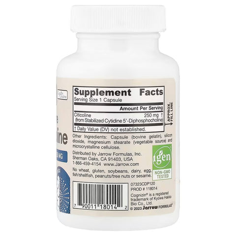 Jarrow Formulas Citicoline CDP Choline brain Cognizin Citicoline 250 mg 120 Capsules