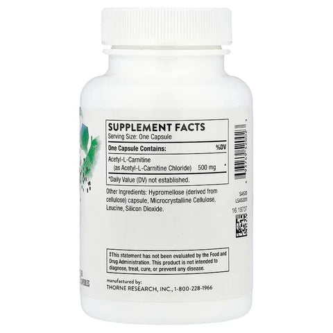 Thorne, Acetyl-L-Carnitine 500 mg, 60 Capsules - Asetil-L-Karnitin