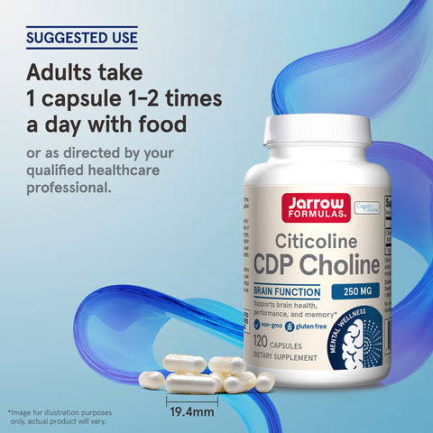 Jarrow Formulas Citicoline CDP Choline brain Cognizin Citicoline 250 mg 120 Capsules