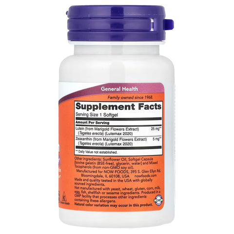 NOW Foods Lutein & Zeaxanthin Antioxidants 120 Softgels