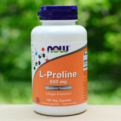 NOW Foods L-Proline Amino Acids Collagen Production 120 Veg Caps