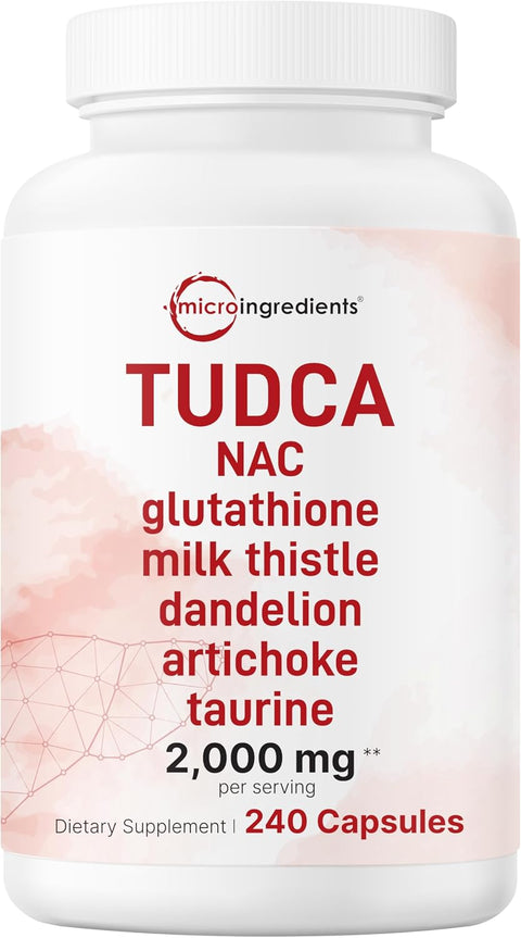 Micro Ingredients TUDCA Bile Salts 7-in-1 Complex with NAC Milk Thistle Glutathione Dandelion & Artichoke 2,000mg 240 Caps