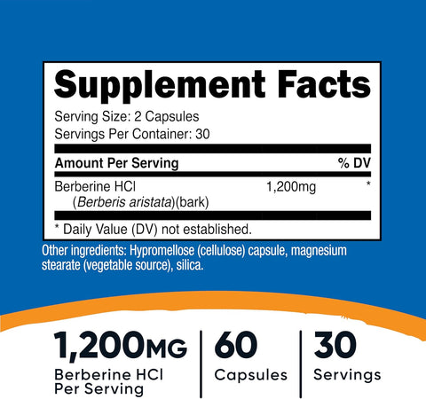 Nutricost Berberine HCl 1200mg , 60 Vegetarian Capsules Weight Management