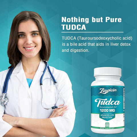 Zingicin TUDCA Liver Detox Cleanse Digestion 1200mg 60 Caps