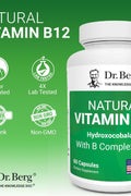 Dr. Berg Natural Vitamin B12 FOLATE 1000 mcg Hydroxocobalamin Energy Brain & Nervous System 60 Caps