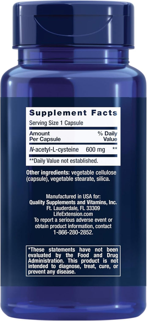 Life Extension N-Acetyl-L-Cysteine Liver Health NAC 600 mg 60 Caps