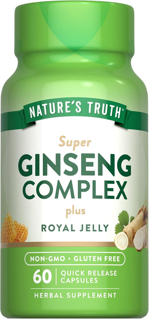 Nature's Truth Super Ginseng Complex (Korean Ginseng+American Ginseng) with Royal Jelly 60 Caps