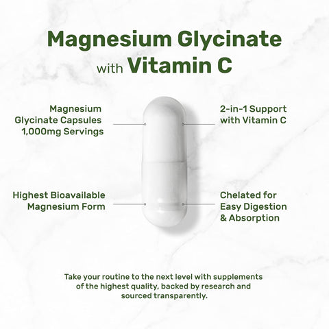 Deal Supplement Magnesium(Magnezyum) Glycinate 1,000mg Plus Vitamin C, 240 Capsules