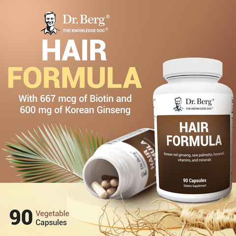 Dr. Berg All-in-One Vitamins for Hair Skin & Nails with Biotin Saw Palmetto DHT Blocker 90 Caps