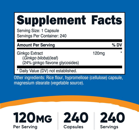 Nutricost Ginkgo Biloba 120 mg 240 Capsules