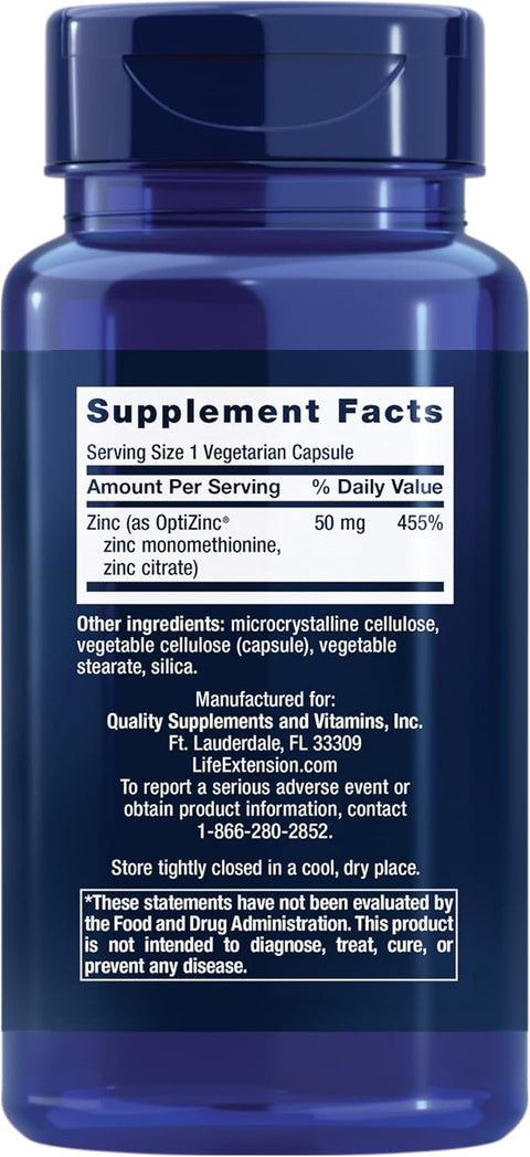Life Extension Zinc(Çinko) Caps High Potency 50 mg 90 Vegetarian Caps