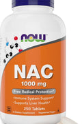 Now NAC N-Acetyl Cysteine 1000 mg 250 Tablet Vegetarian and Vegan Non-GMO