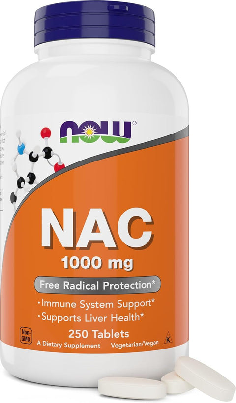 Now NAC N-Acetyl Cysteine 1000 mg 250 Tablet Vegetarian and Vegan Non-GMO