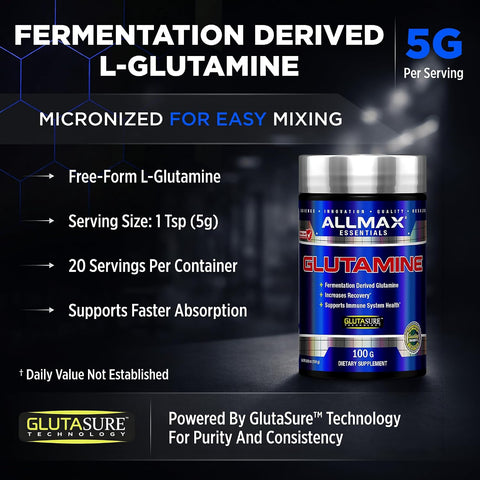 ALLMAX L-Glutamine Powder Fermented Unflavored 100 g