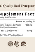 Real Mushrooms Organic Cordyceps Mushroom Powder 120 Caps