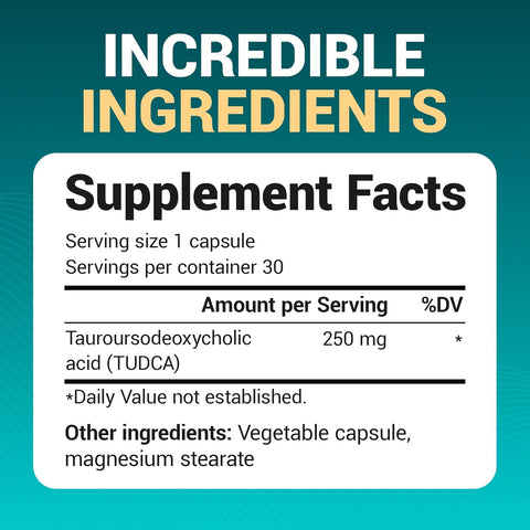 Dr. Berg TUDCA Tauroursodeoxycholic Acid Liver Health Bile Flow Gallbladder Digestive Health 30 Caps