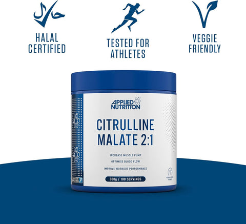 Applied Nutrition Citrulline Malate 2:1 3000mg Nitric Oxide Muscle Recovery 300 g