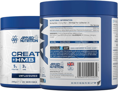 Applied Nutrition Creatine + HMB & Creatine Monohydrate 240g – 30 Servings