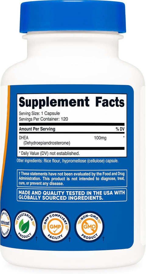 Nutricost DHEA 100mg 120 Caps - Gluten Free, Soy Free, Non-GMO