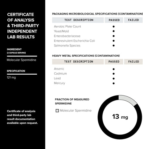 Toniiq Spermidine Rice Germ Extract and Trihydrochloride 22mg 60 Vegetarian Caps
