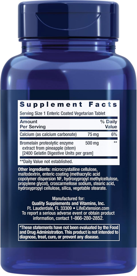 Life Extension Bromelain Pineapple Extract Digestive Enzymes Joint Health Comfort 500 Mg 60 Caps