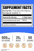BulkSupplements TUDCA Tauroursodeoxycholic Acid Liver Powder 500mg 25 Gr 50 Servis