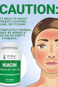 Dr. Berg Highly-Potent Niacin Flush Tolerance 500 mg Vitamin B3 for Heart Brain & Energy Support – 100 Caps