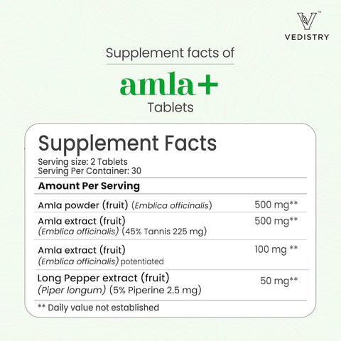 Vedistry Amla+ 1100mg Tablets with Amla & Long Pepper