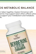 DOUBLE WOOD Berberine HCl with Ceylon Cinnamon AMPK Activator Blood sugar 120 Caps