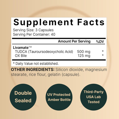 Naturebell TUDCA 500mg with OX Bile 125mg Liver Cleanse Detox & Repair 120 Caps