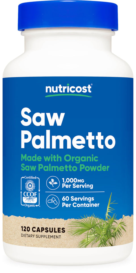 Nutricost Made With Organic Saw Palmetto 1000 Mg 120 Caps (CİLT + SAÇ DESTEĞİ)