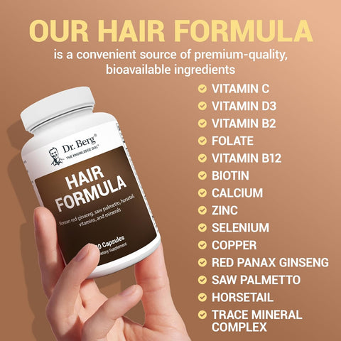 Dr. Berg All-in-One Vitamins for Hair Skin & Nails with Biotin Saw Palmetto DHT Blocker 90 Caps