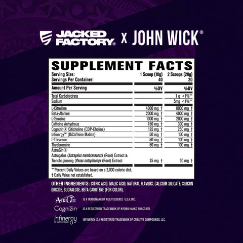 Jacked Factory X John Wick - Wick Mode PreWorkout 40 Servings