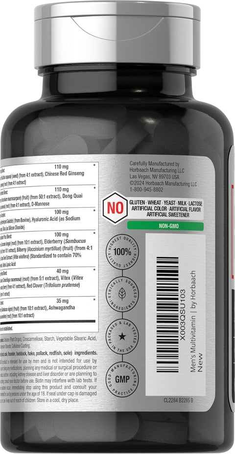 Horbaach Mens Multivitamin 50 Plus 60 Caplet Calcium Magnesium Molybdenum Vitamin A, B, C, D & E 50+
