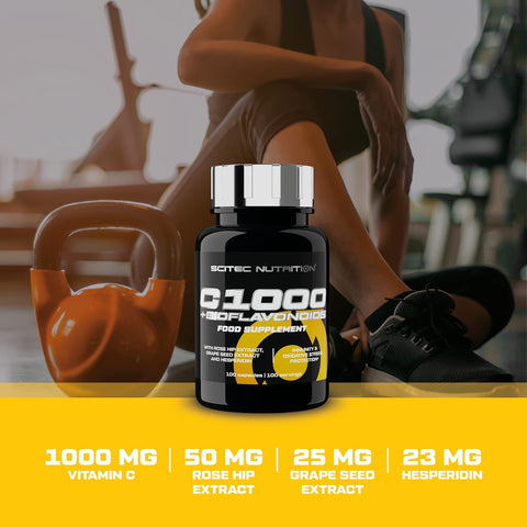 Scitec Nutrition C 1000 + Bioflavonoids Vitamin C Rosehip and bioflavonoids 100 Caps