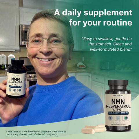 VINATURA NMN 1325MG NMN 1000mg with Resveratrol and TMG NAD+ 60 Caps