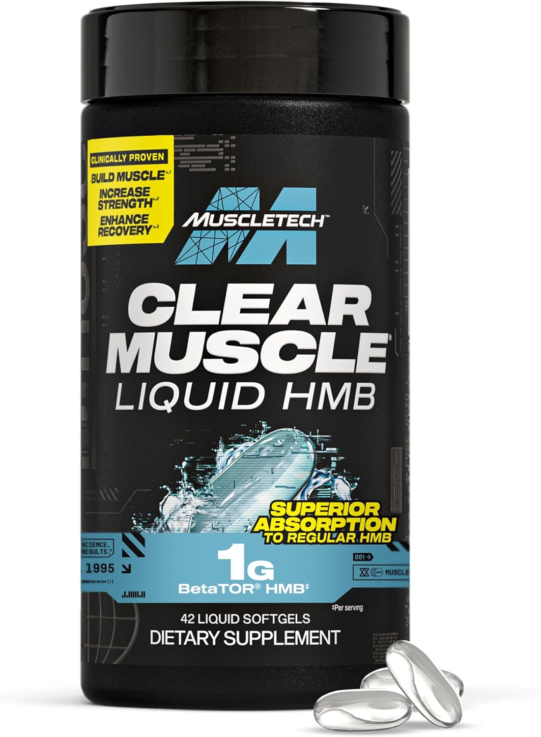 Muscletech HMB Amino 1000mg Recovery Clear Muscle 42 Liquid Softgels ...