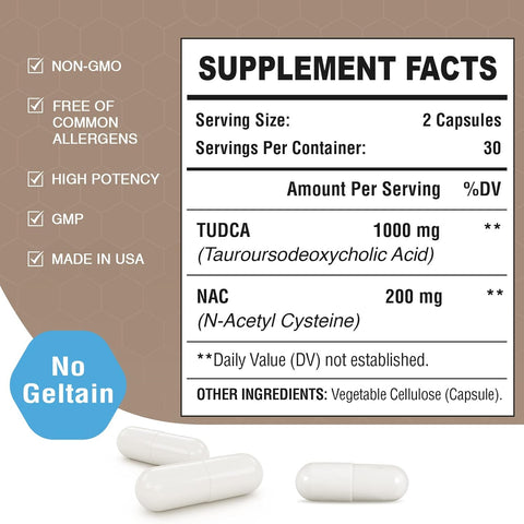 Zingicin TUDCA with NAC N-Acetyl-Cysteine Antioxidant Liver Digestion 1200mg 60 Caps